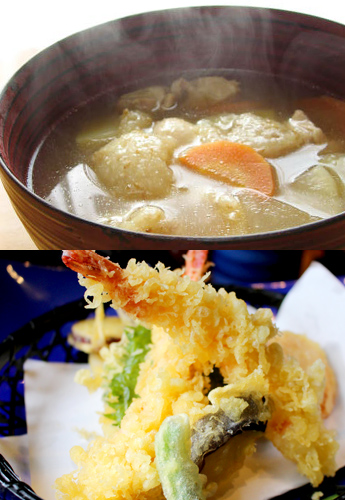 味噌汁と天ぷら